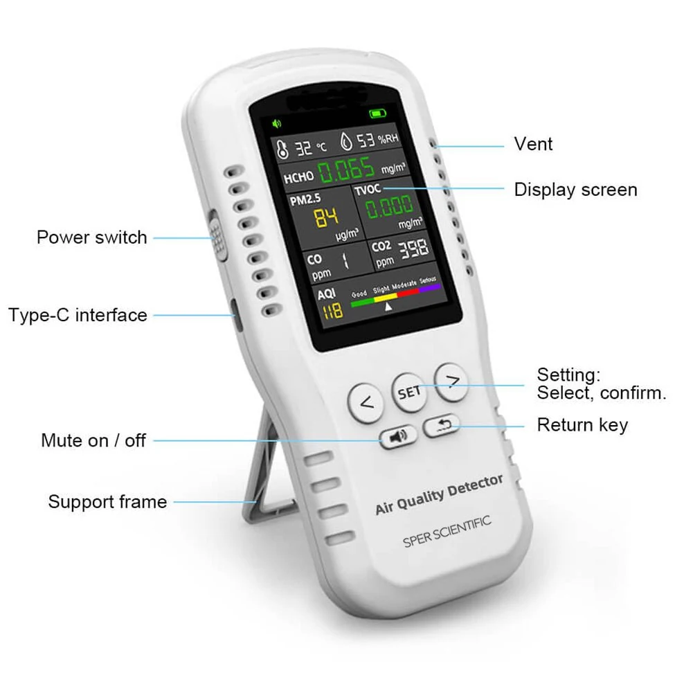 Handheld Multi Parameter Air Quality Monitor with PM1, PM2.5, PM10 860076 - Sper Scientific - Ảnh 2 | Le Quoc Equipment