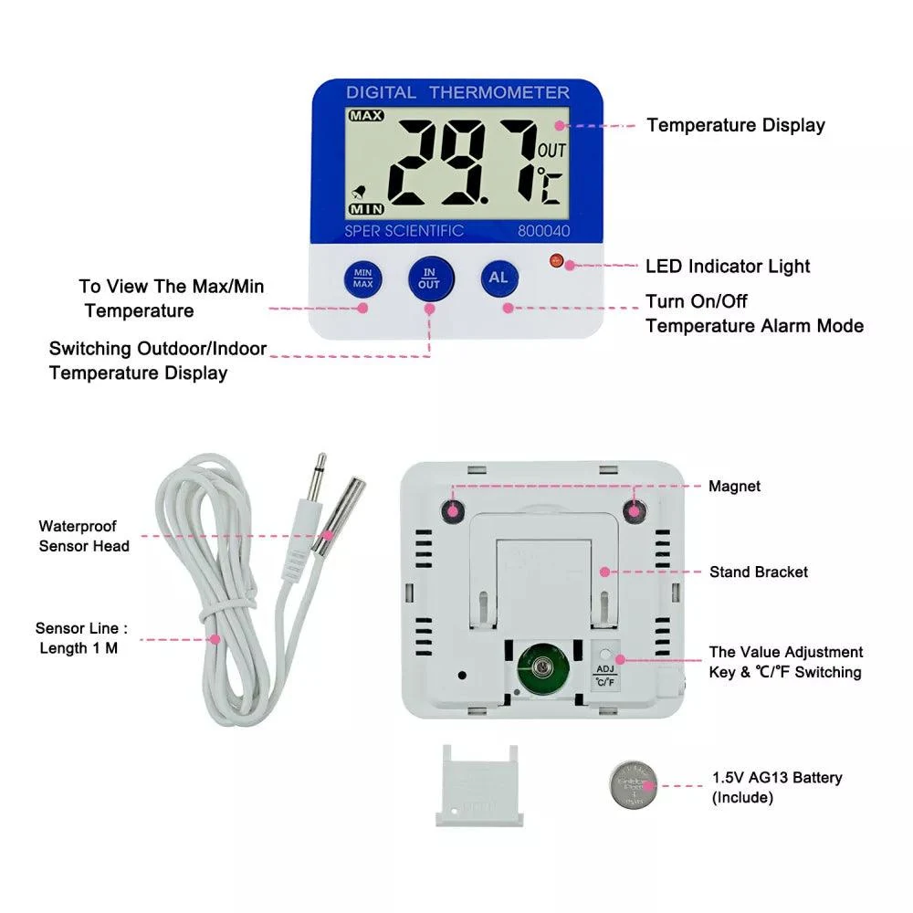 Màn hình theo dõi nhiệt độ cảm biến rời 800040 - Sper Scientific - Ảnh 4 | Le Quoc Equipment