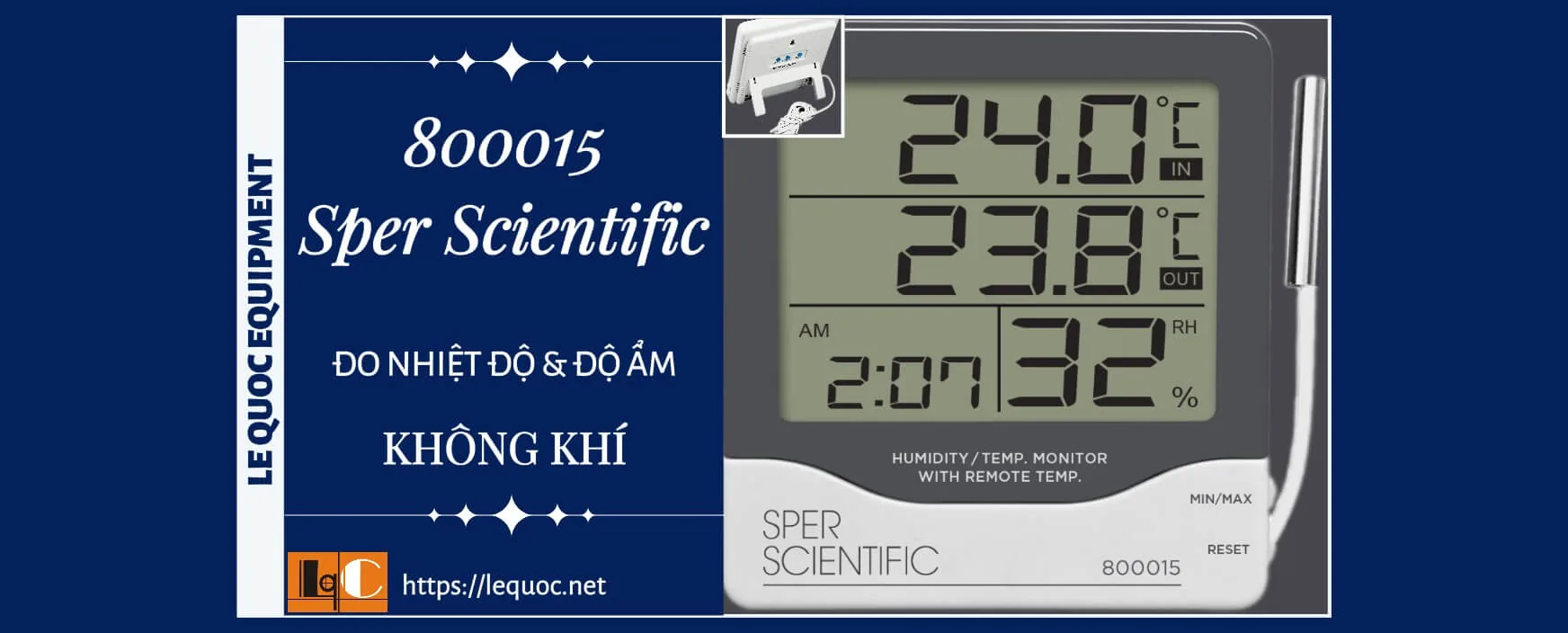 Đồng hồ đo nhiệt độ độ ẩm 800015 - Sper Scientific - Giải pháp tối ưu để đo không khí.