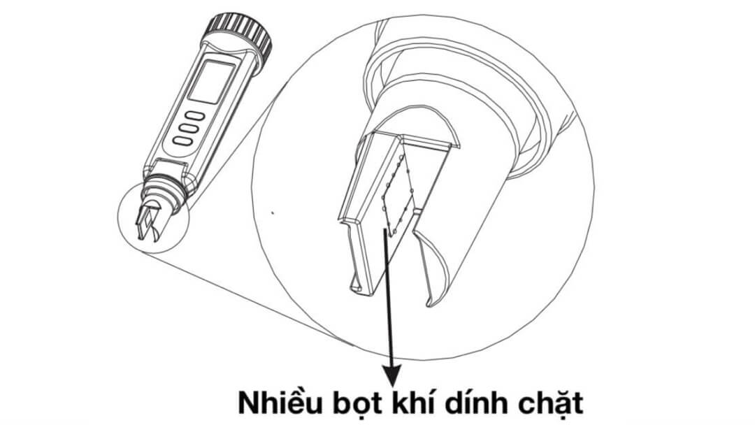 Bọt khí bám điện cực - Bút đo độ mặn 850036 - Sper Scientific.