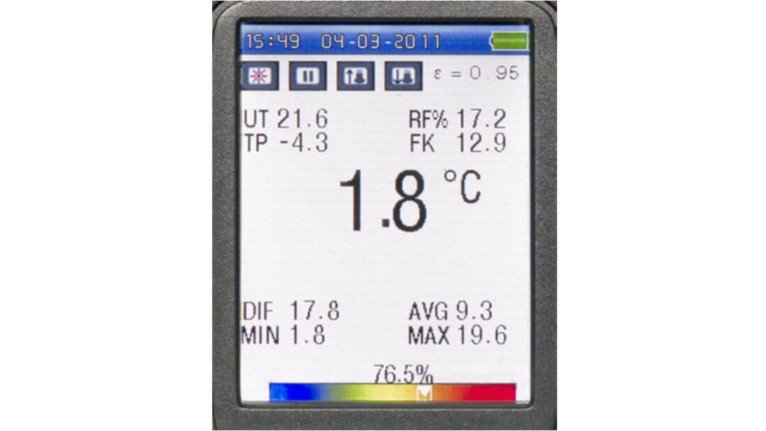 Màn hình chức năng đo dew point - Camera đo nhiệt độ FIRT 1000 Datavision - Geo-Fennel.